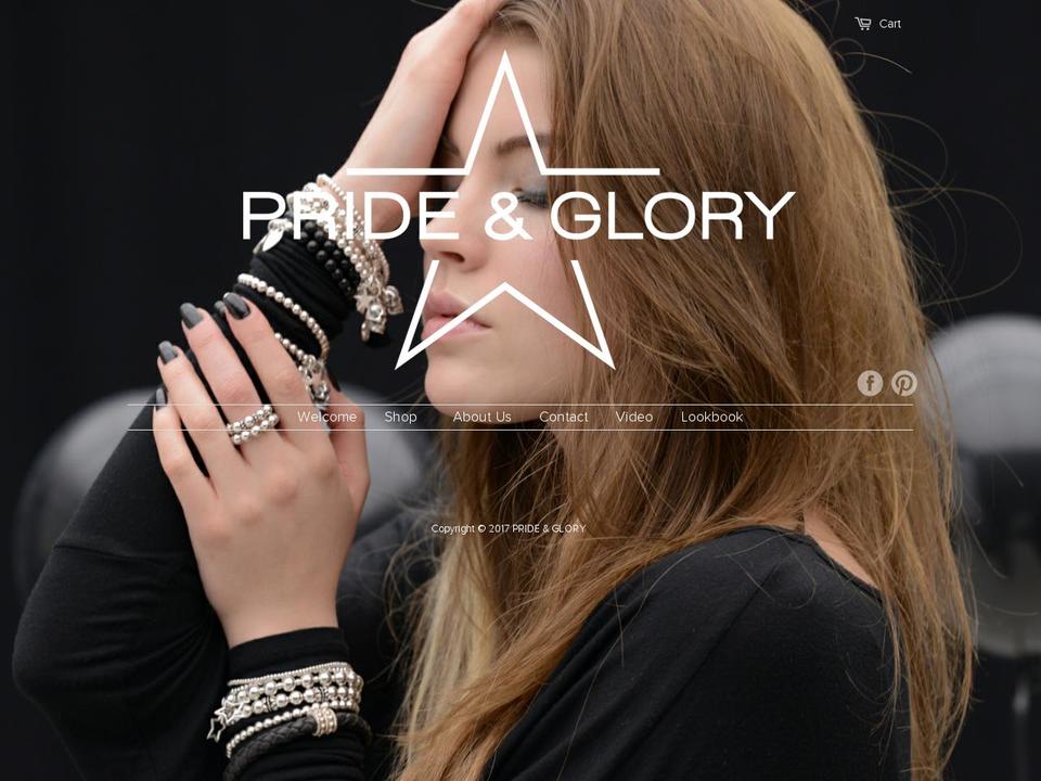 pride-and-glory.com shopify website screenshot