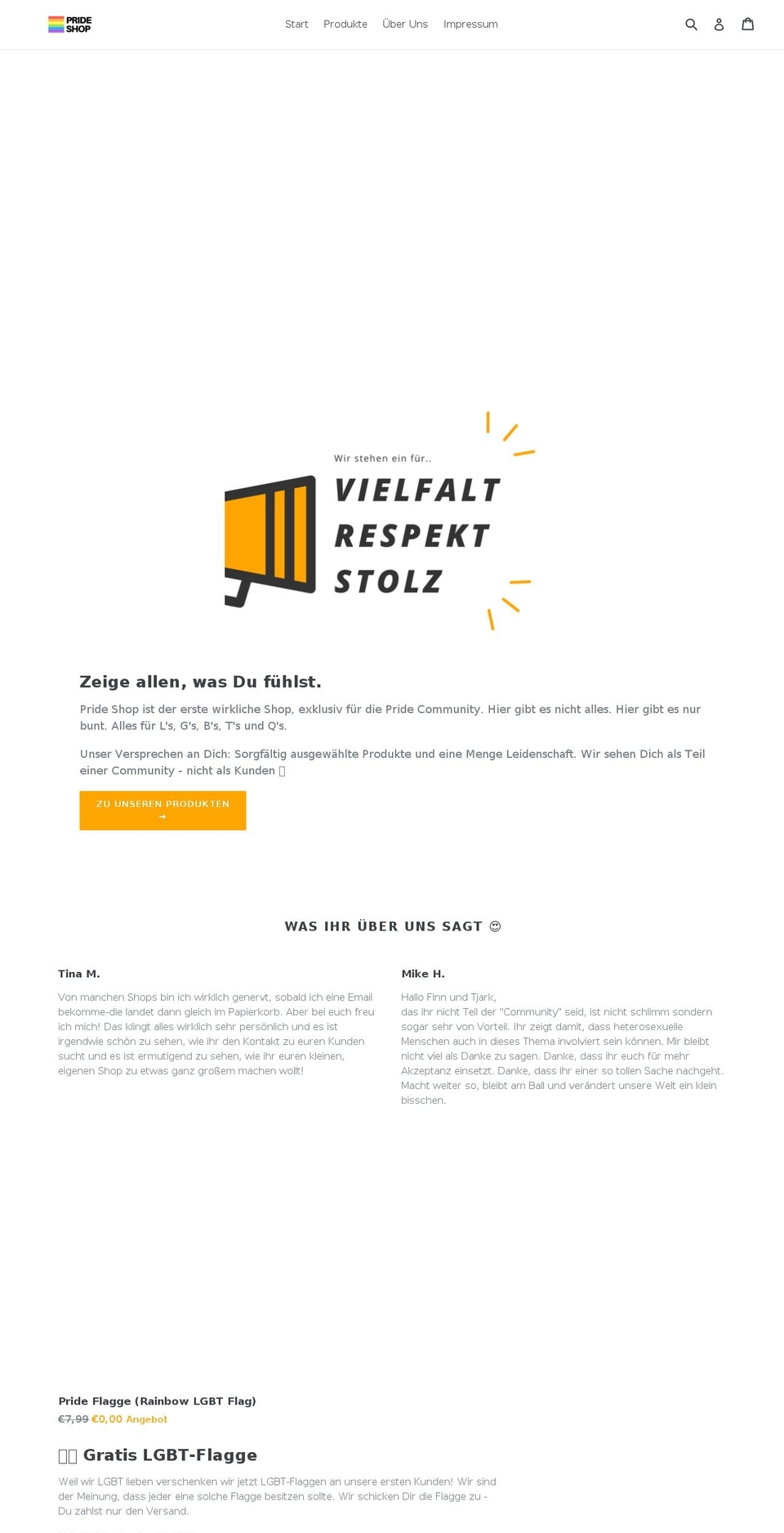 pride-shop.net shopify website screenshot