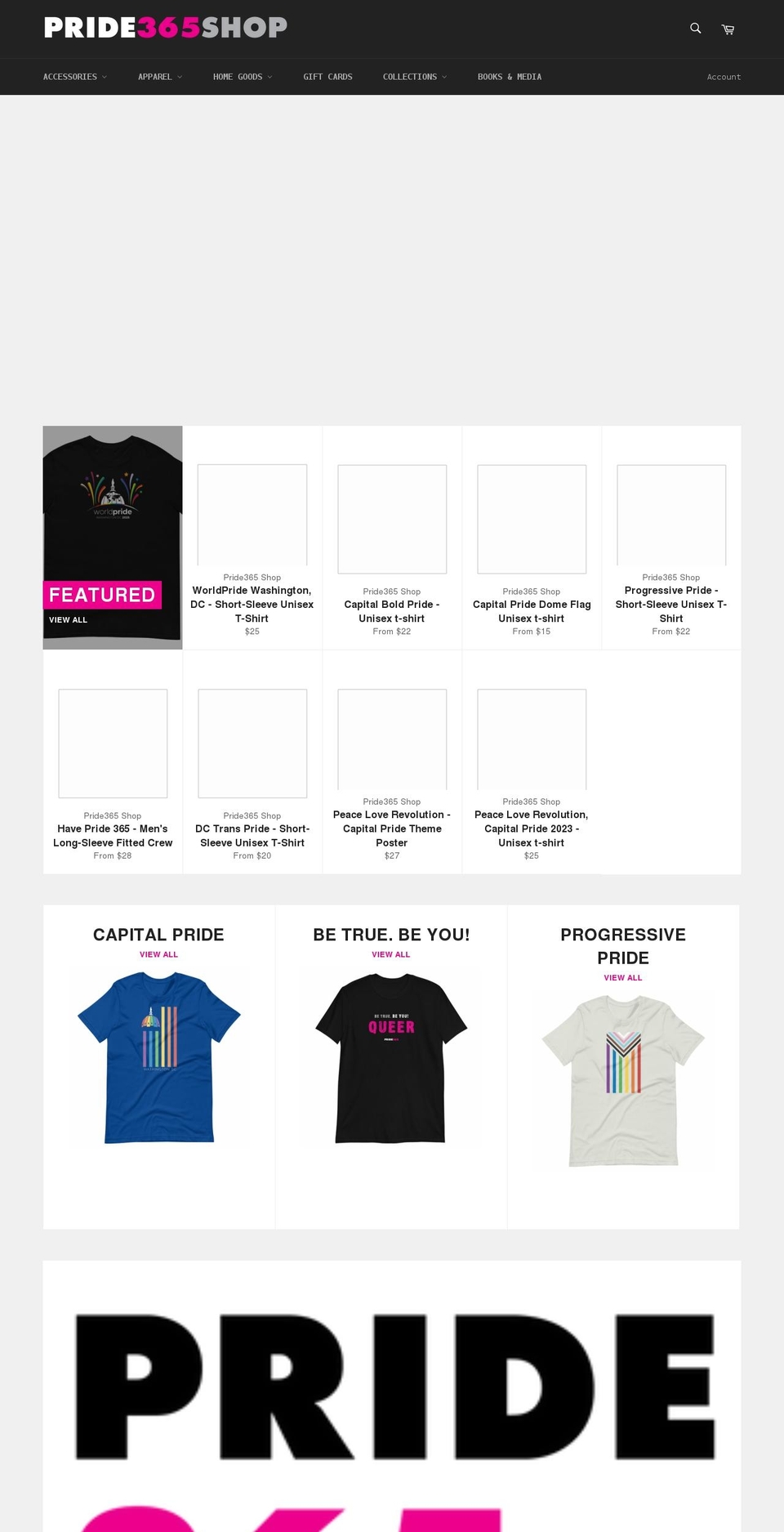 pride365shop.org shopify website screenshot