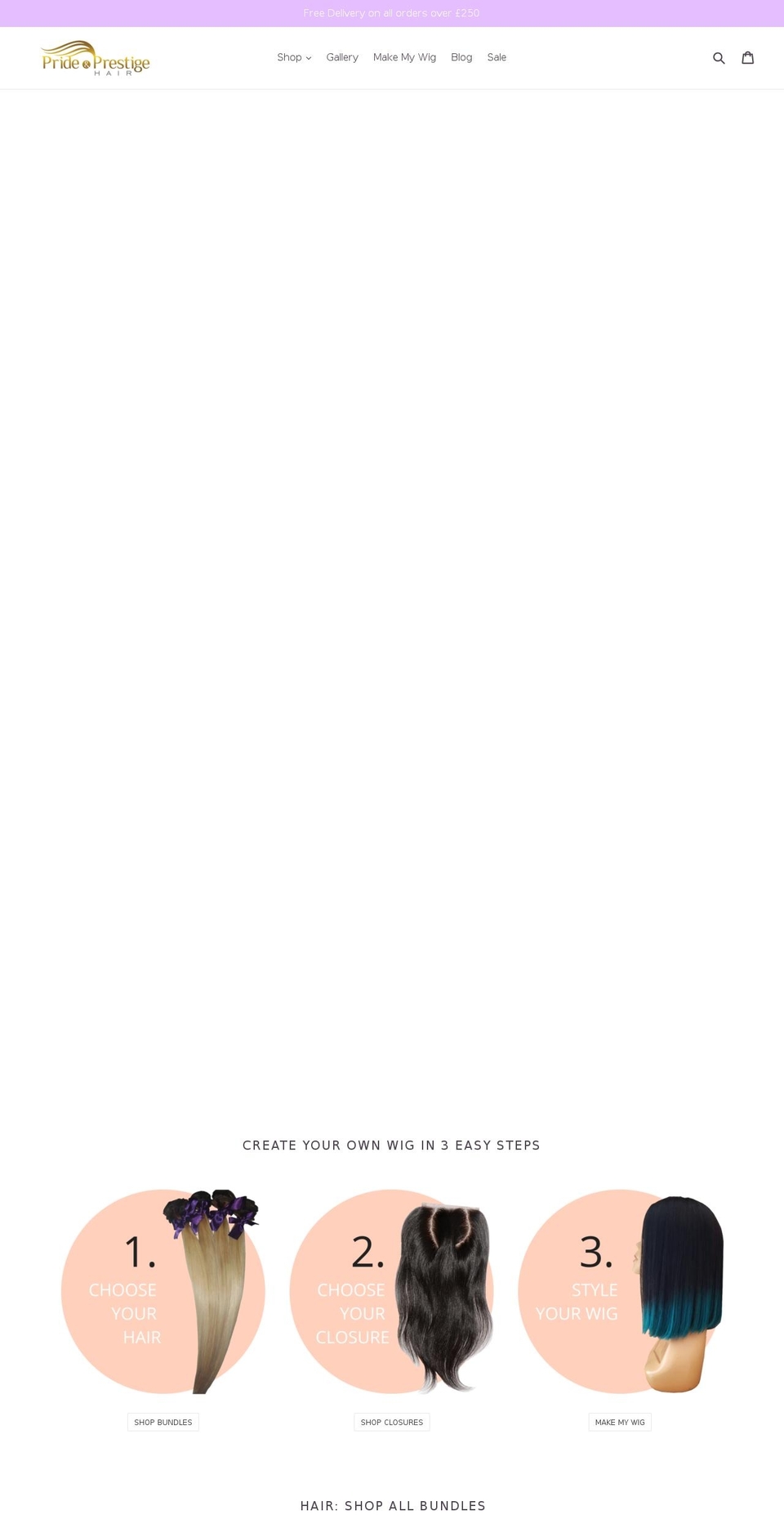 prideandprestigehair.com — Shopify storefront screenshot