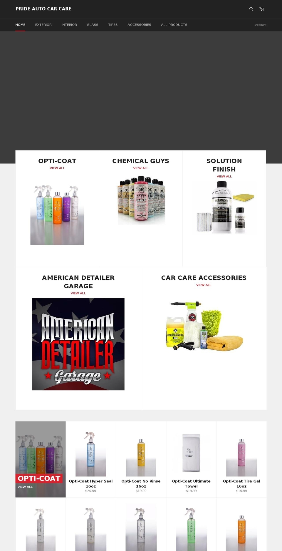 prideautocarcare.com shopify website screenshot