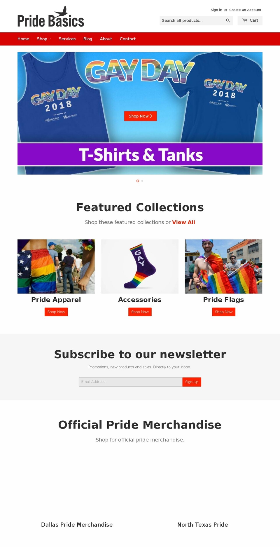 pridebasics.com — Shopify storefront screenshot