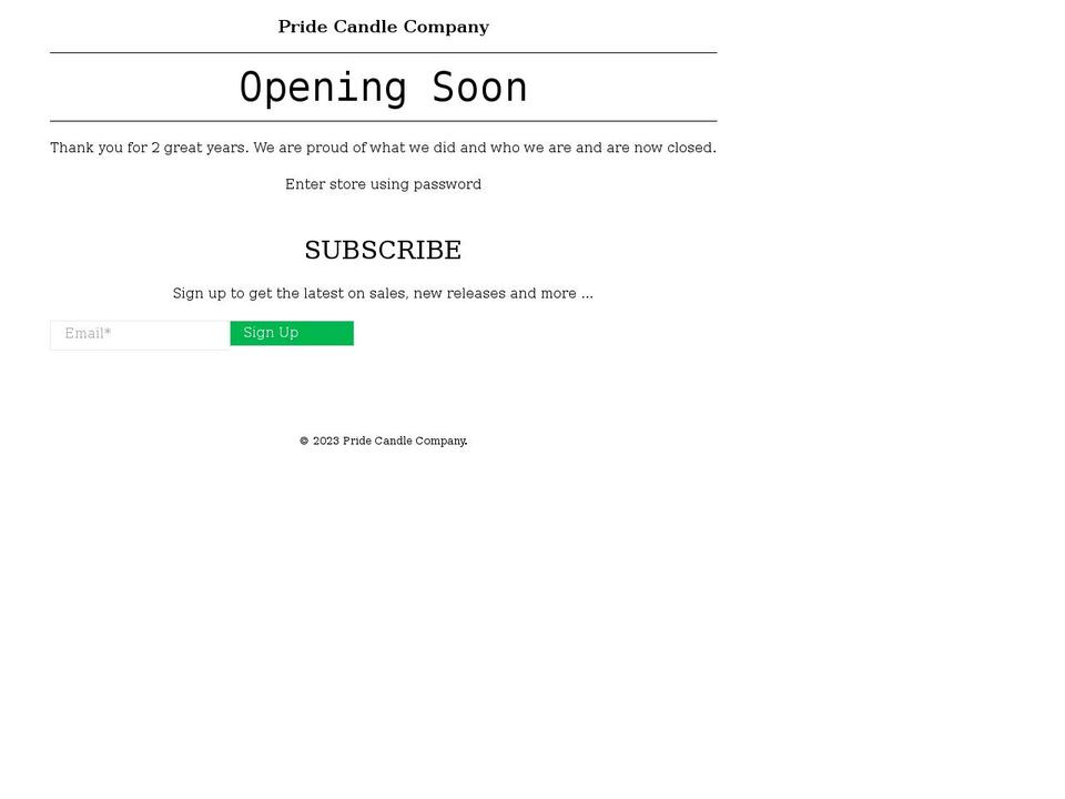 pridecandle.com shopify website screenshot