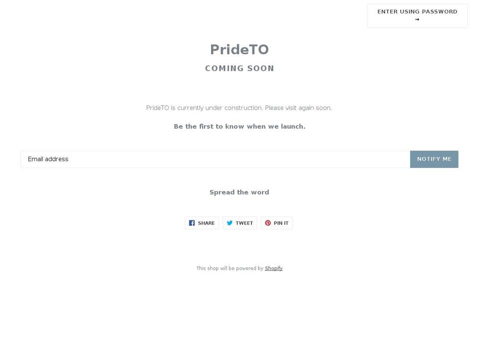 prideto.com — Shopify storefront screenshot