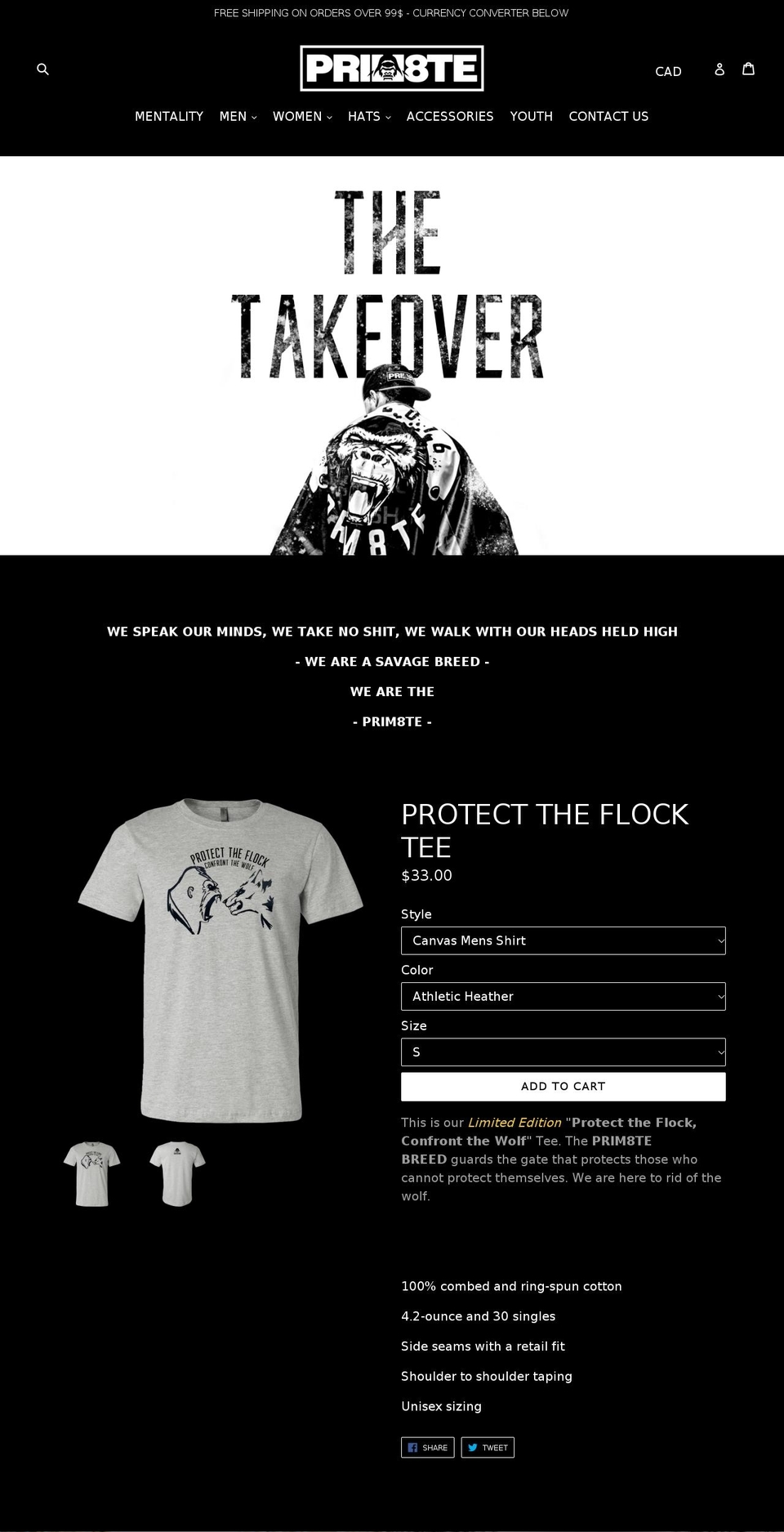 prim8teapparel.com shopify website screenshot