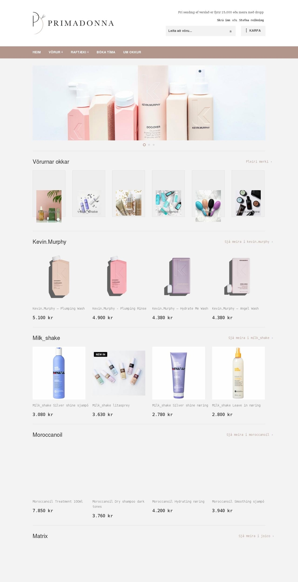 primadonna.is shopify website screenshot