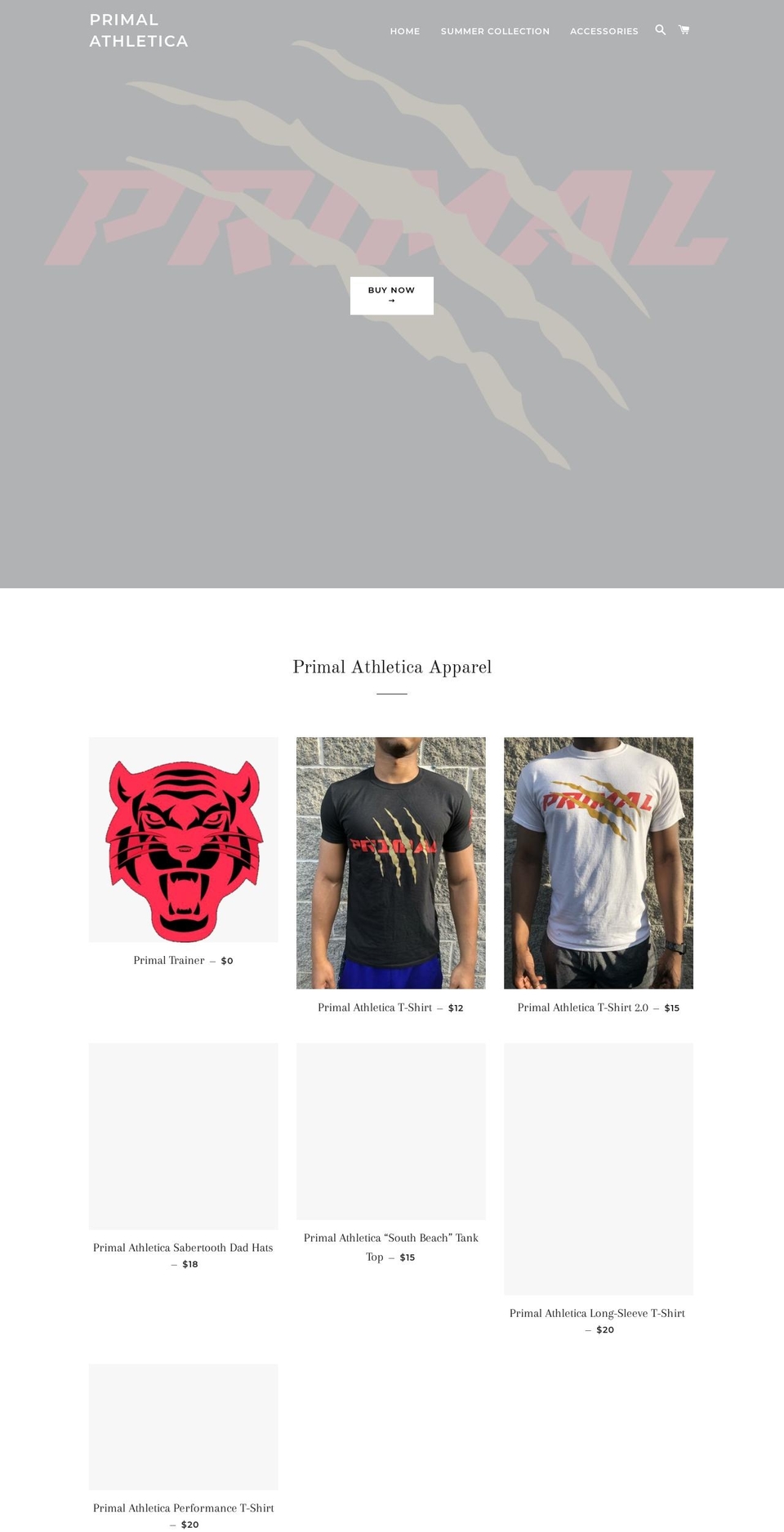 primalathletica.com — Shopify storefront screenshot