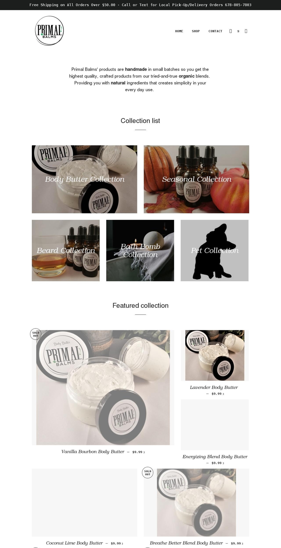 primalbalms.com shopify website screenshot