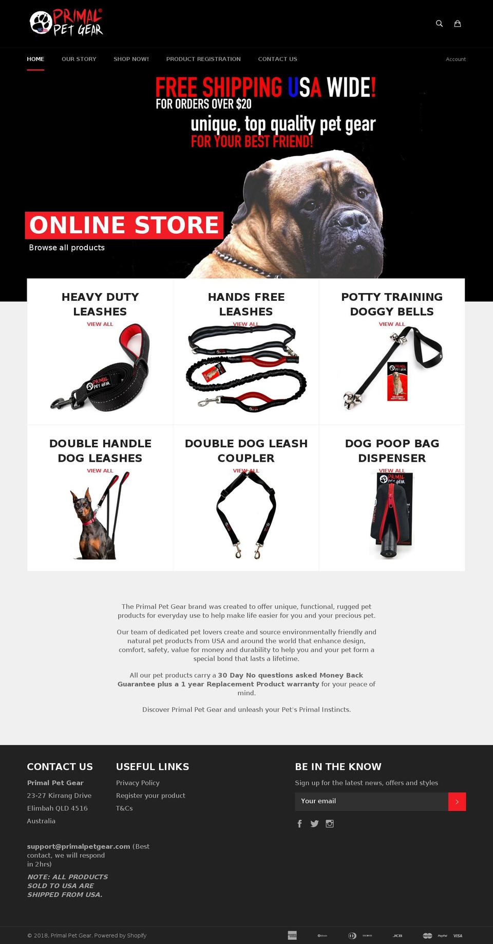 primalpetgear.com — Shopify storefront screenshot