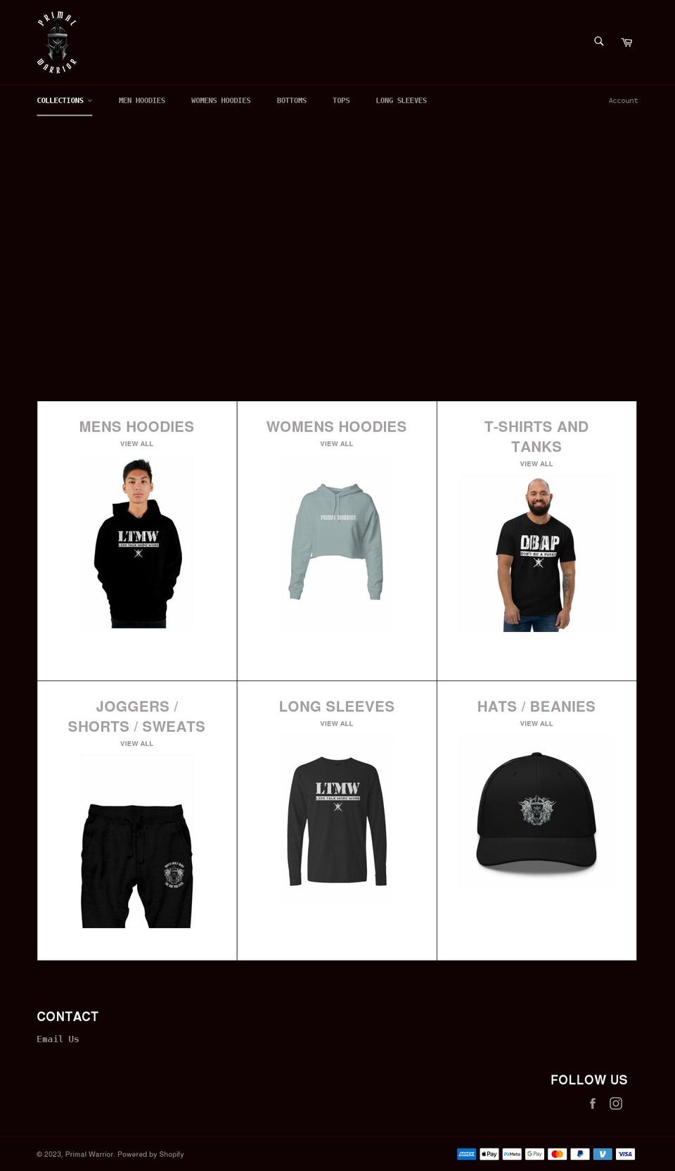 primalwarrior.org shopify website screenshot