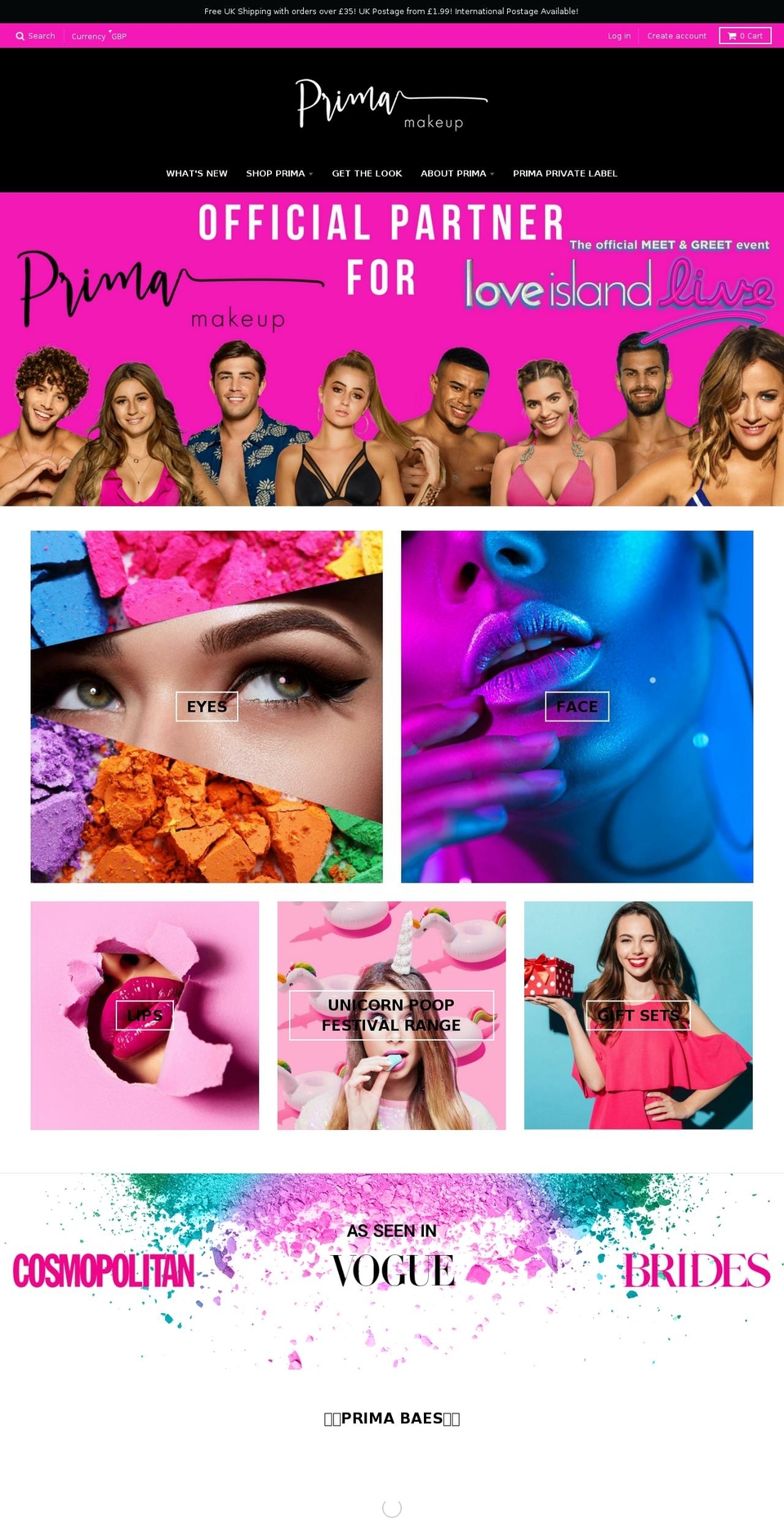 primamakeup.online shopify website screenshot