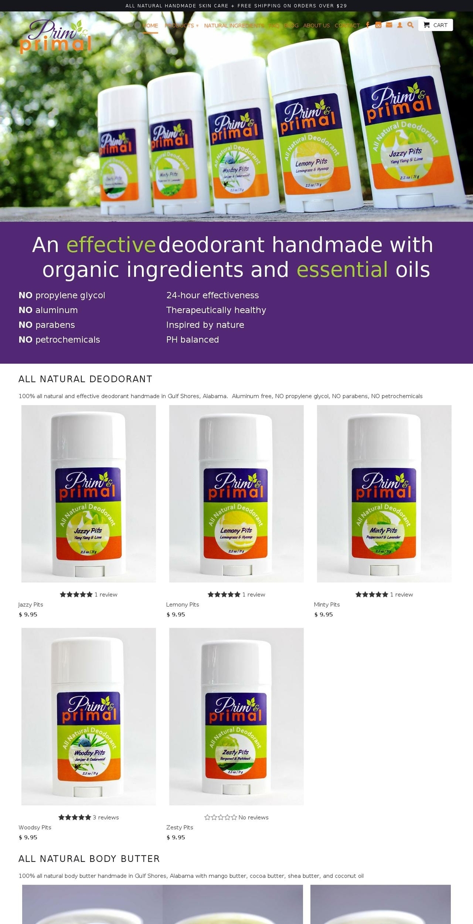 primandprimal.com — Shopify storefront screenshot