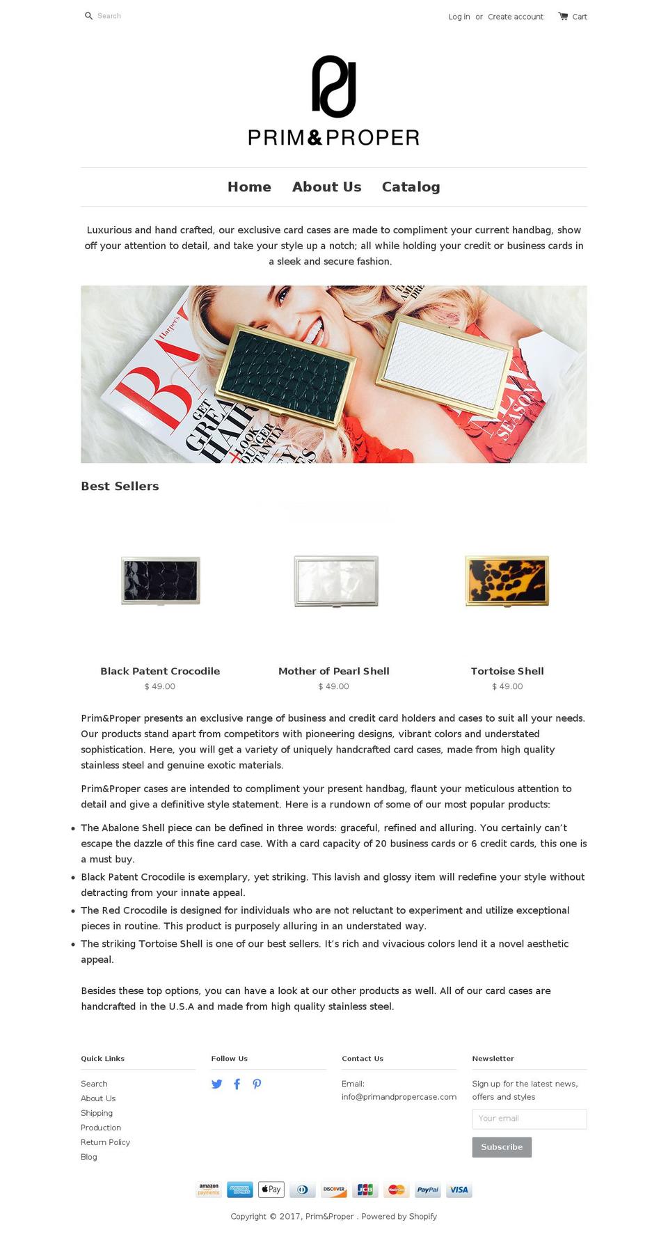 primandpropercase.com shopify website screenshot