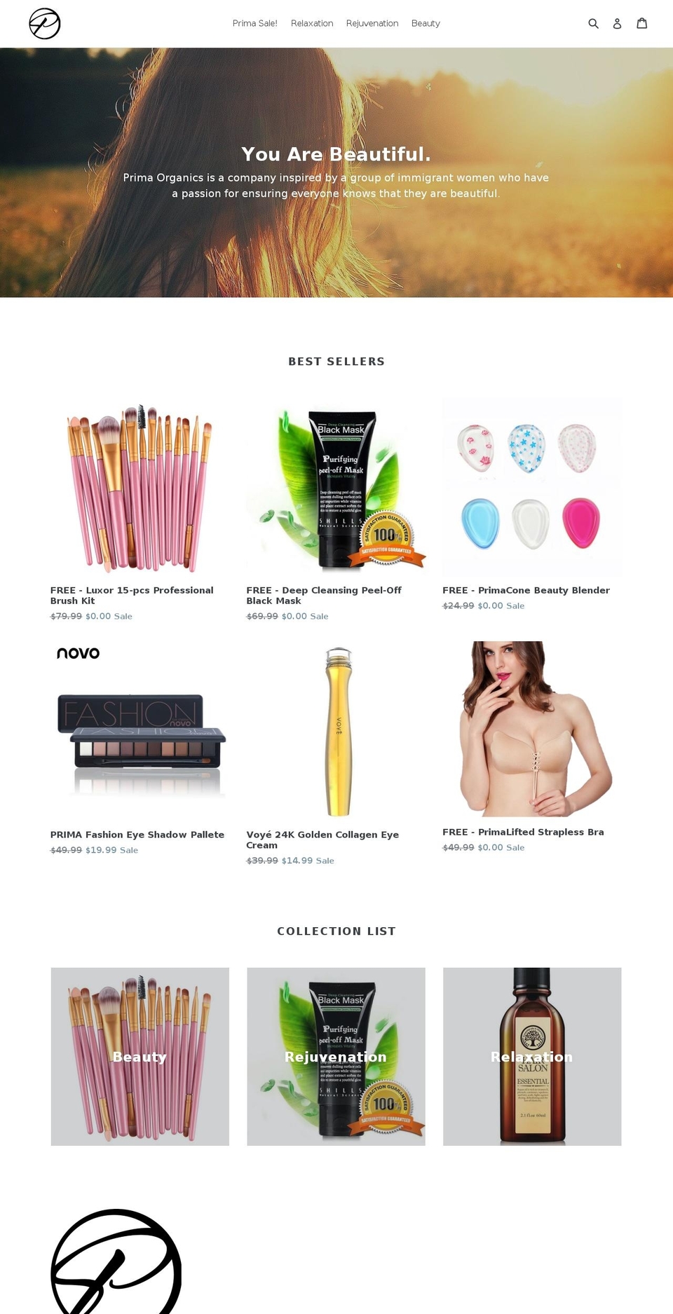 primaorganics.com shopify website screenshot