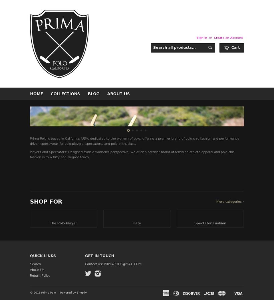 primapolocalifornia.com — Shopify storefront screenshot