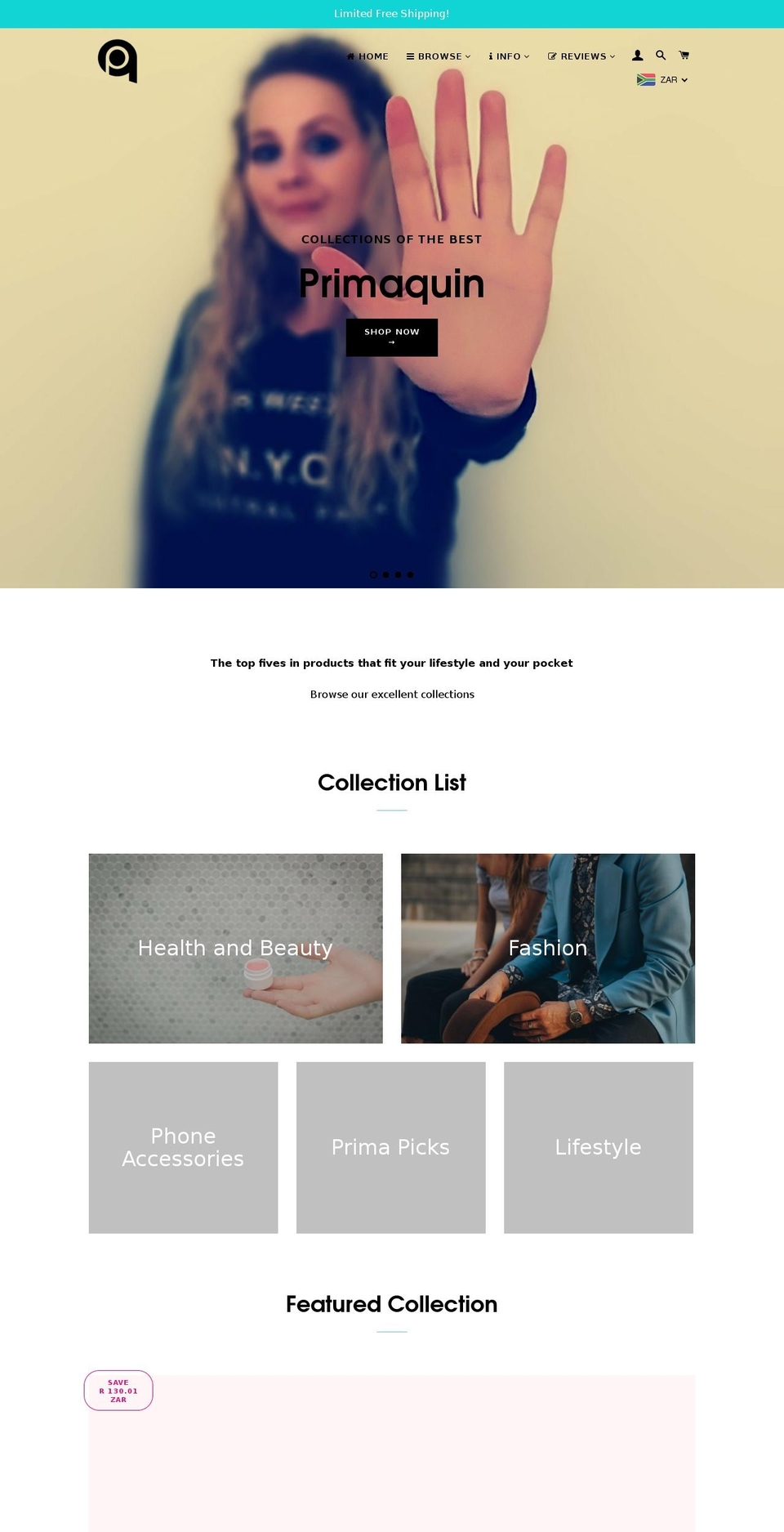 primaquin.com — Shopify storefront screenshot