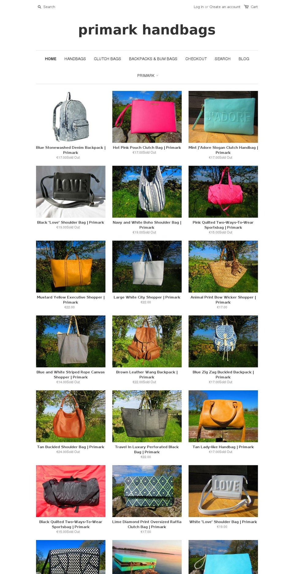 primarkhandbags.com shopify website screenshot