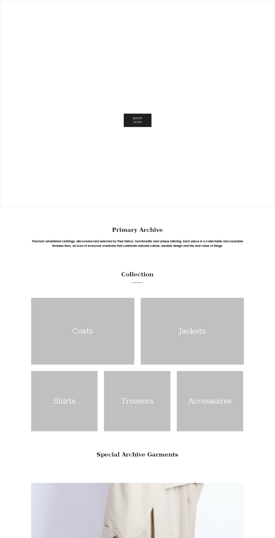 primary-archive.com shopify website screenshot