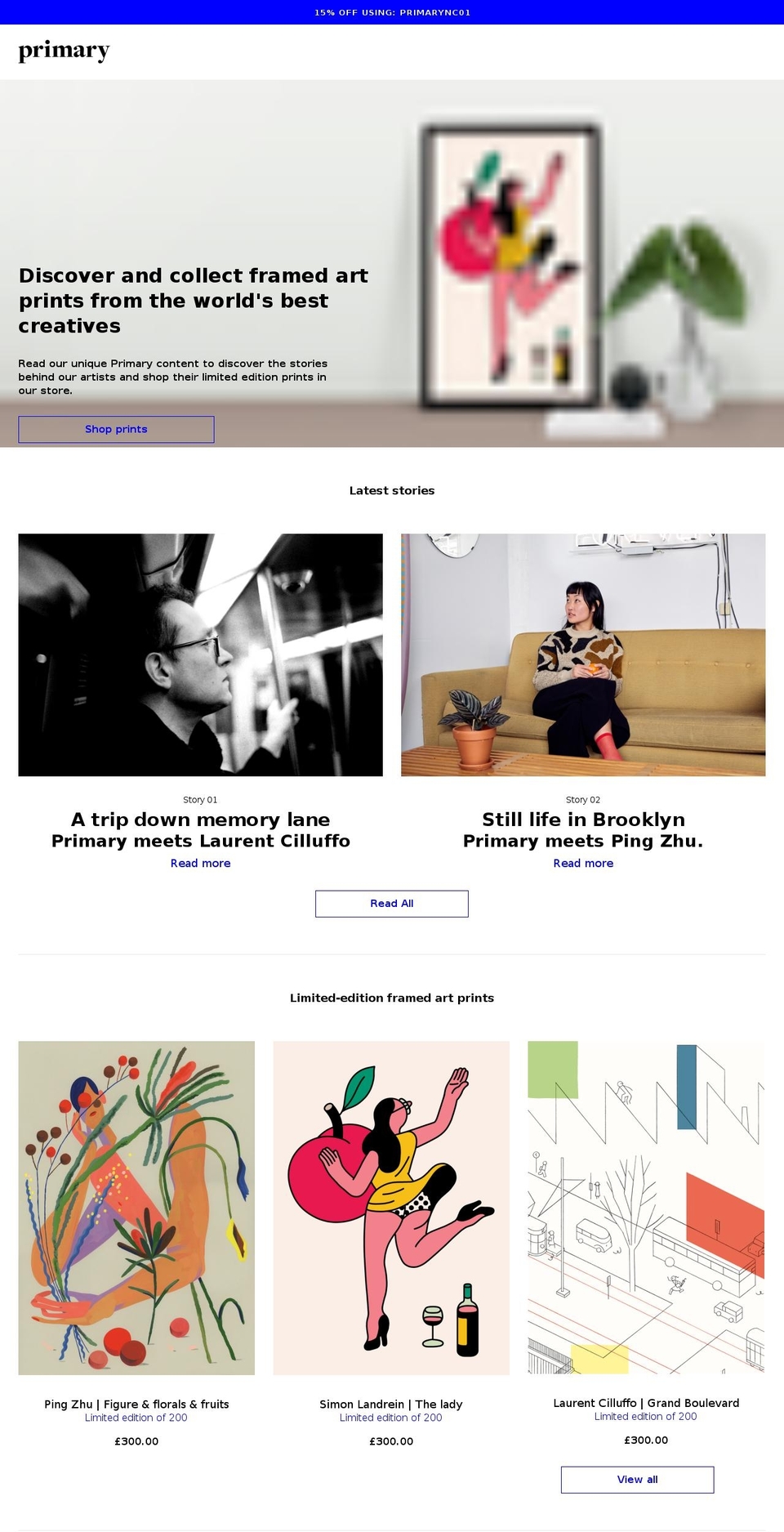 primary-store.com — Shopify storefront screenshot
