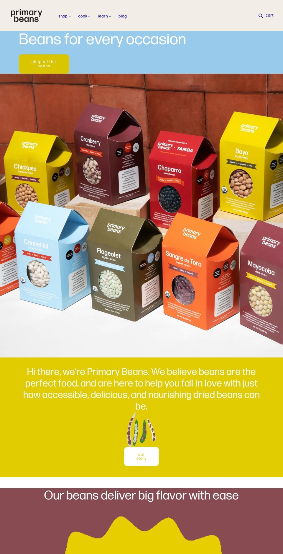 primarybeans.com shopify website screenshot