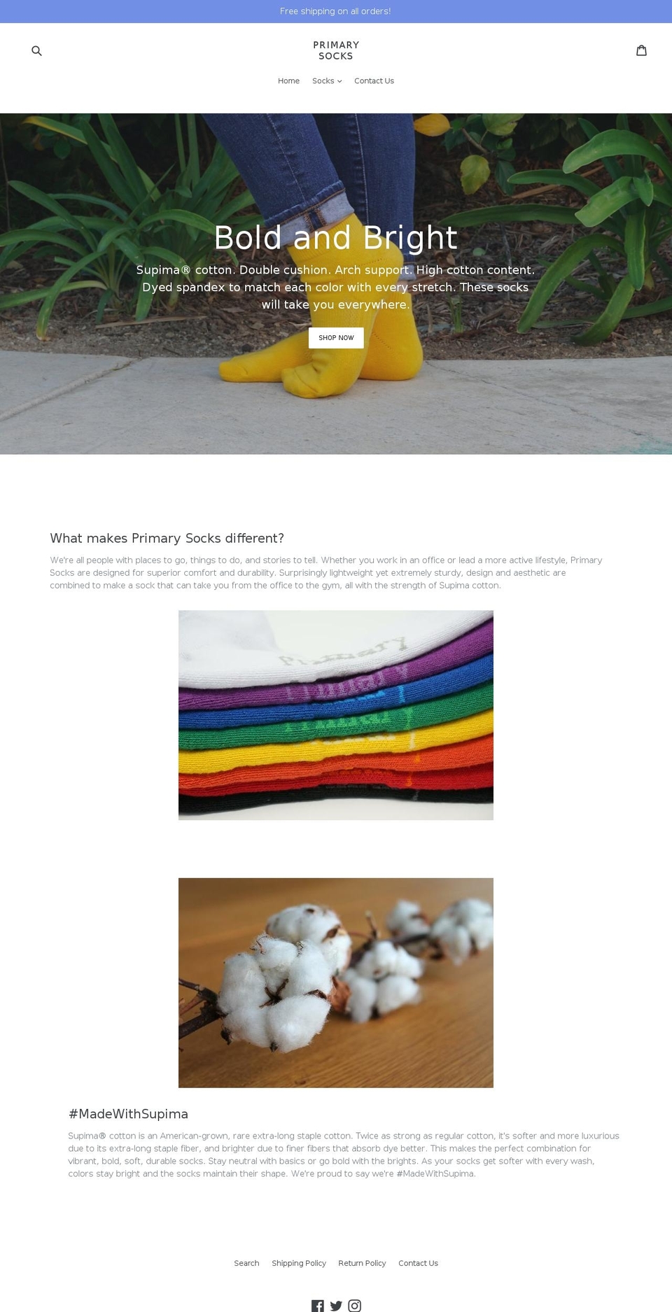 premiere Shopify theme site example primarysocks.com