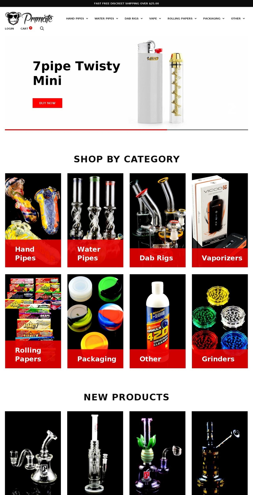 primateglass.com — Shopify storefront screenshot