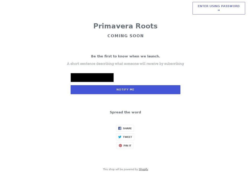 primavera-roots.myshopify.com shopify website screenshot