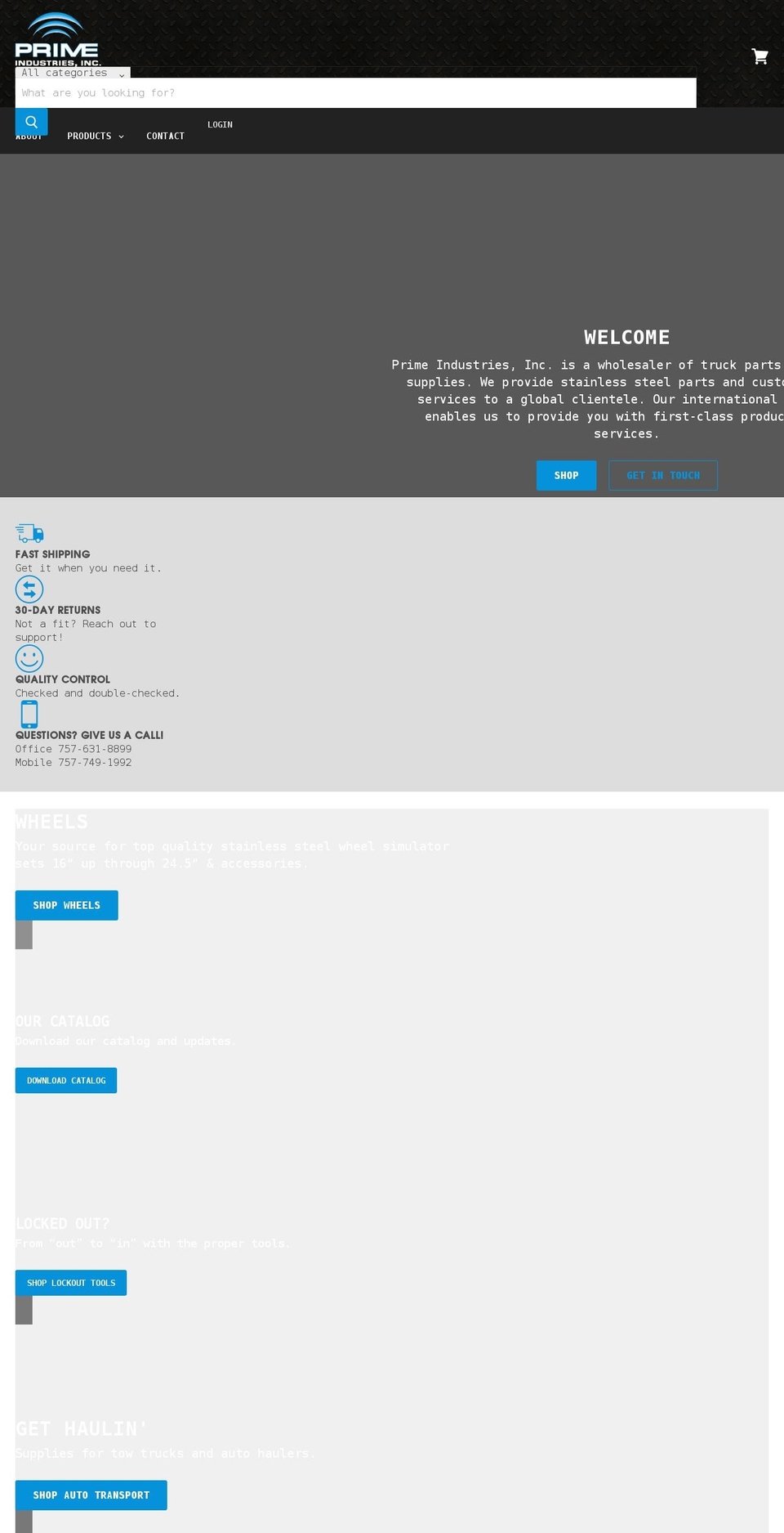 prime-industries.com shopify website screenshot