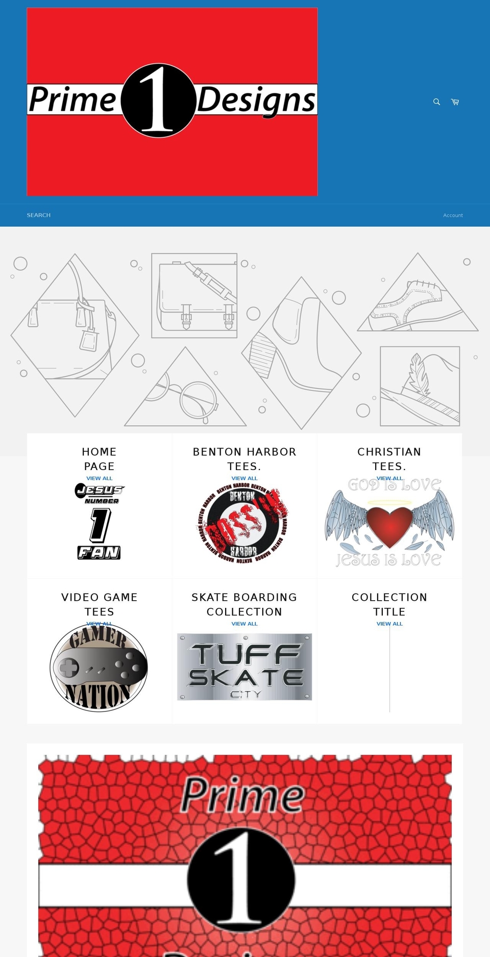 prime1designsinc.com — Shopify storefront screenshot