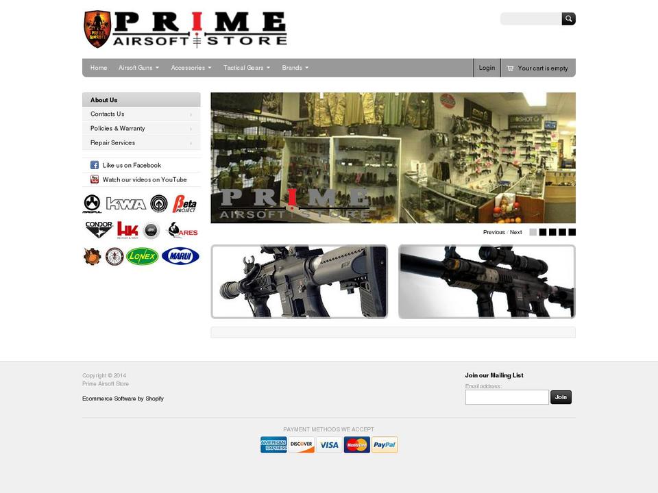 primeairsoftstore.com shopify website screenshot