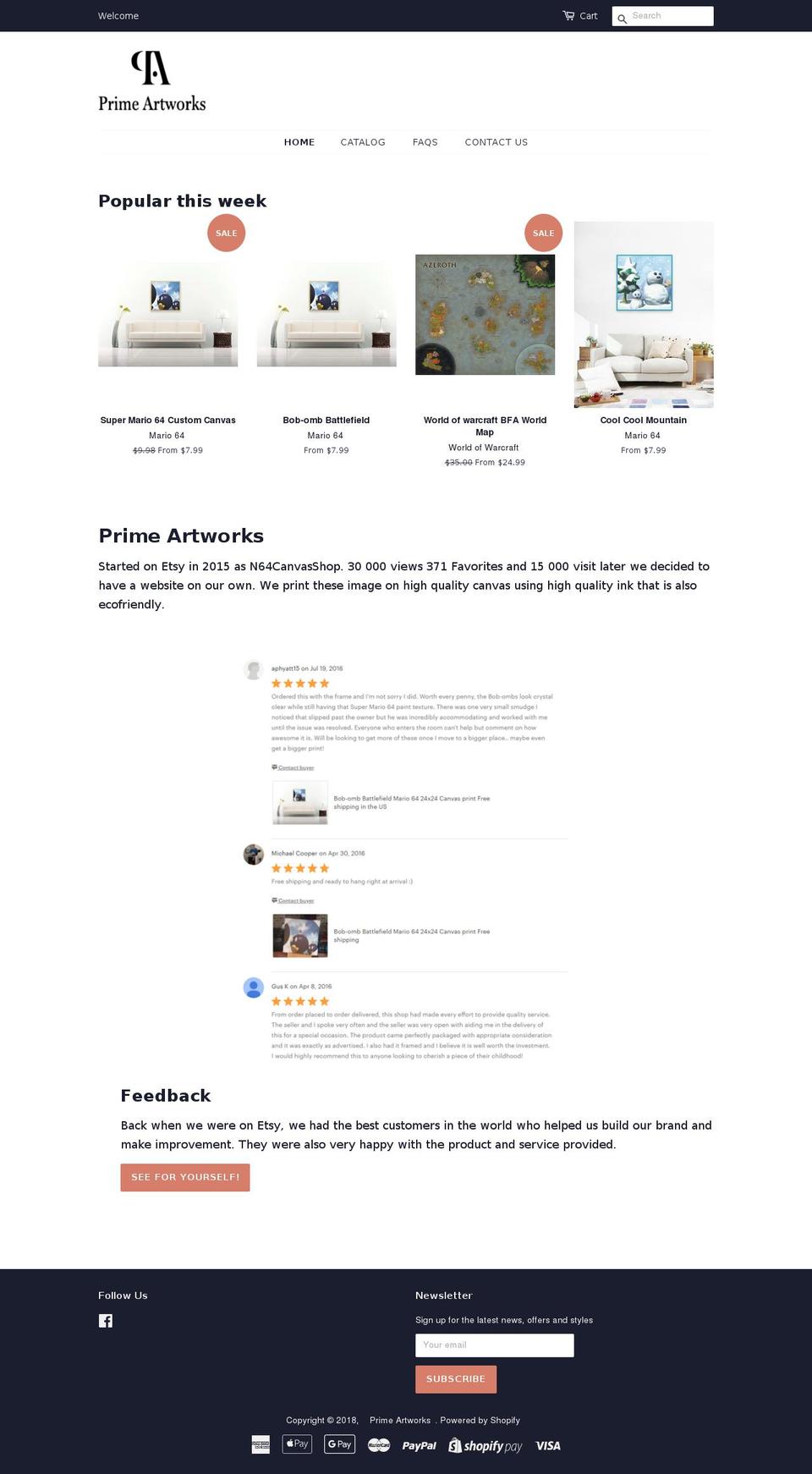 primeartworks.com — Shopify storefront screenshot
