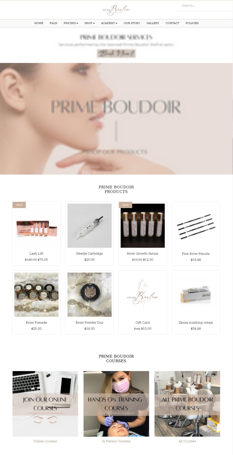 primeboudoir.com shopify website screenshot
