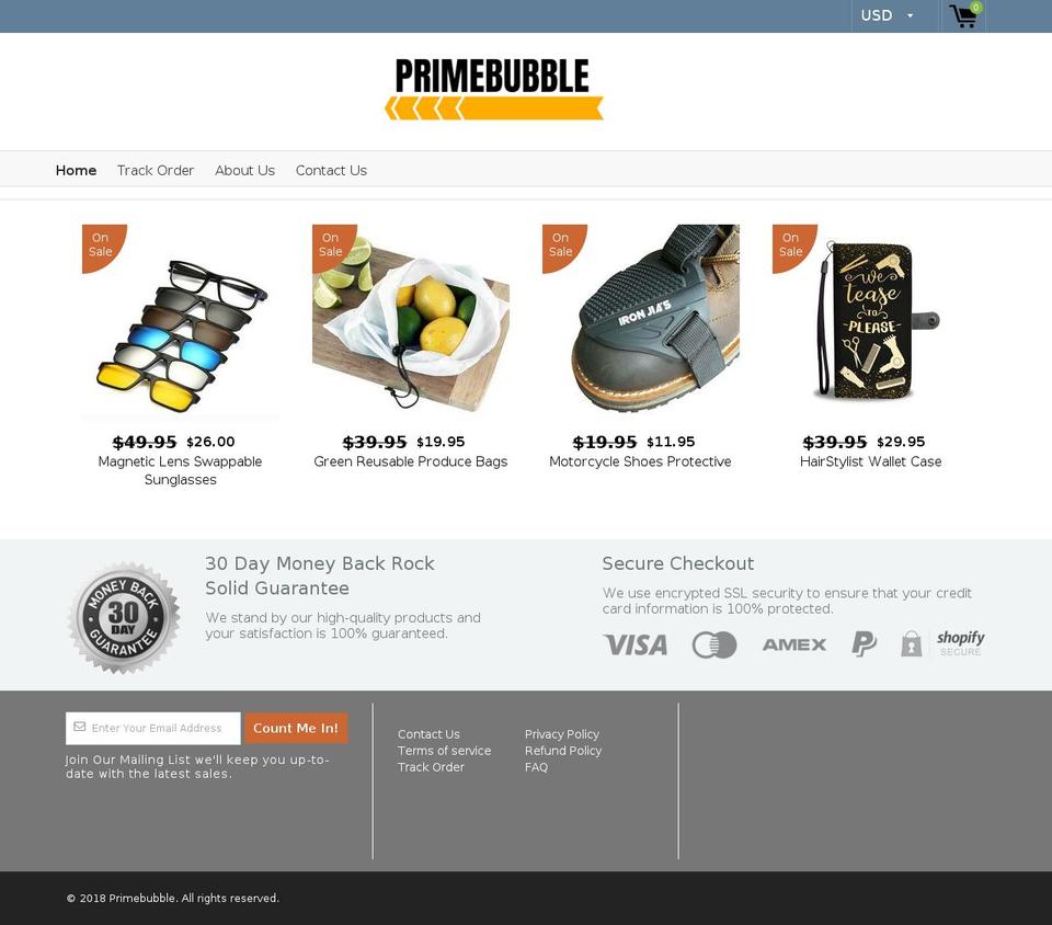 primebubble.com — Shopify storefront screenshot
