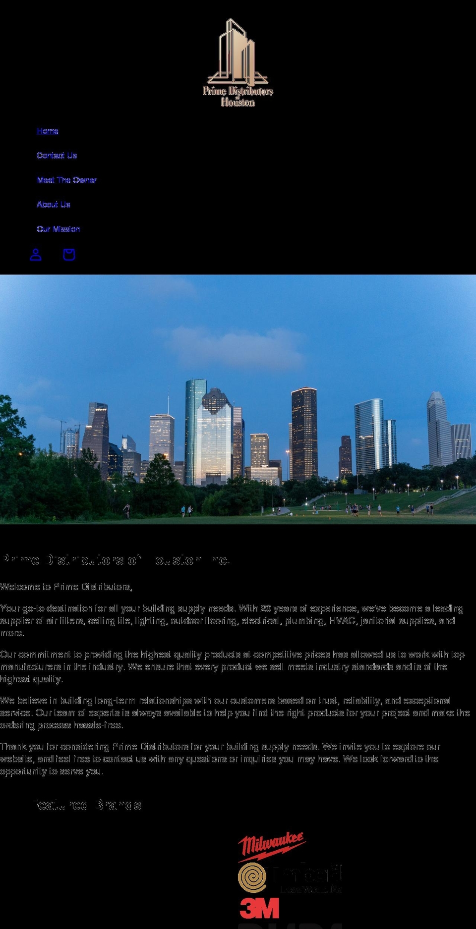 primedistributorsofhouston.com shopify website screenshot