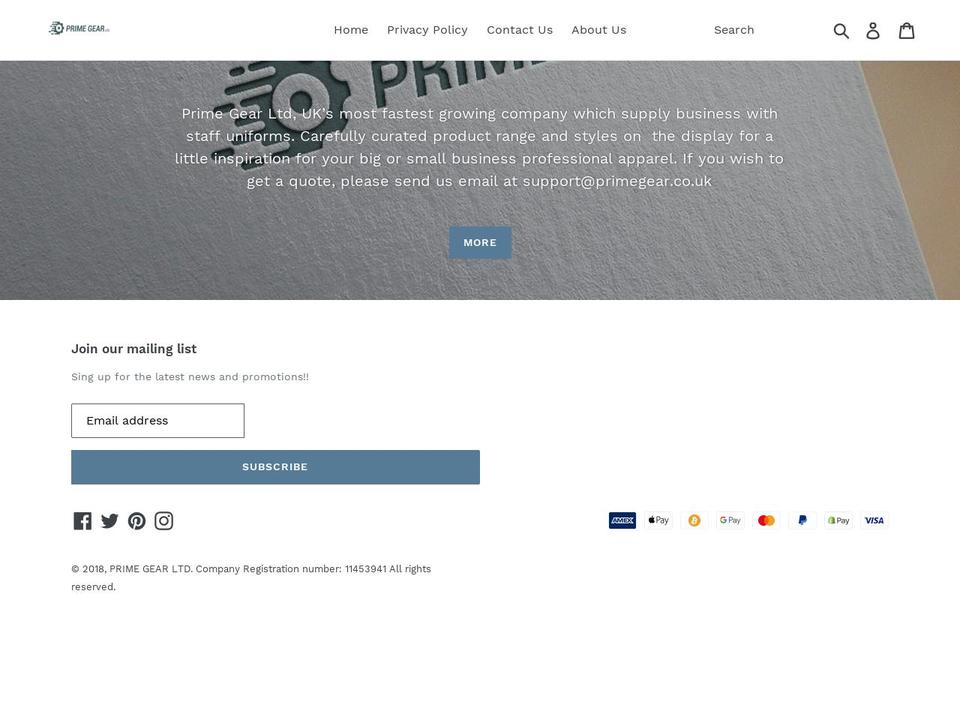 primegear.co.uk shopify website screenshot