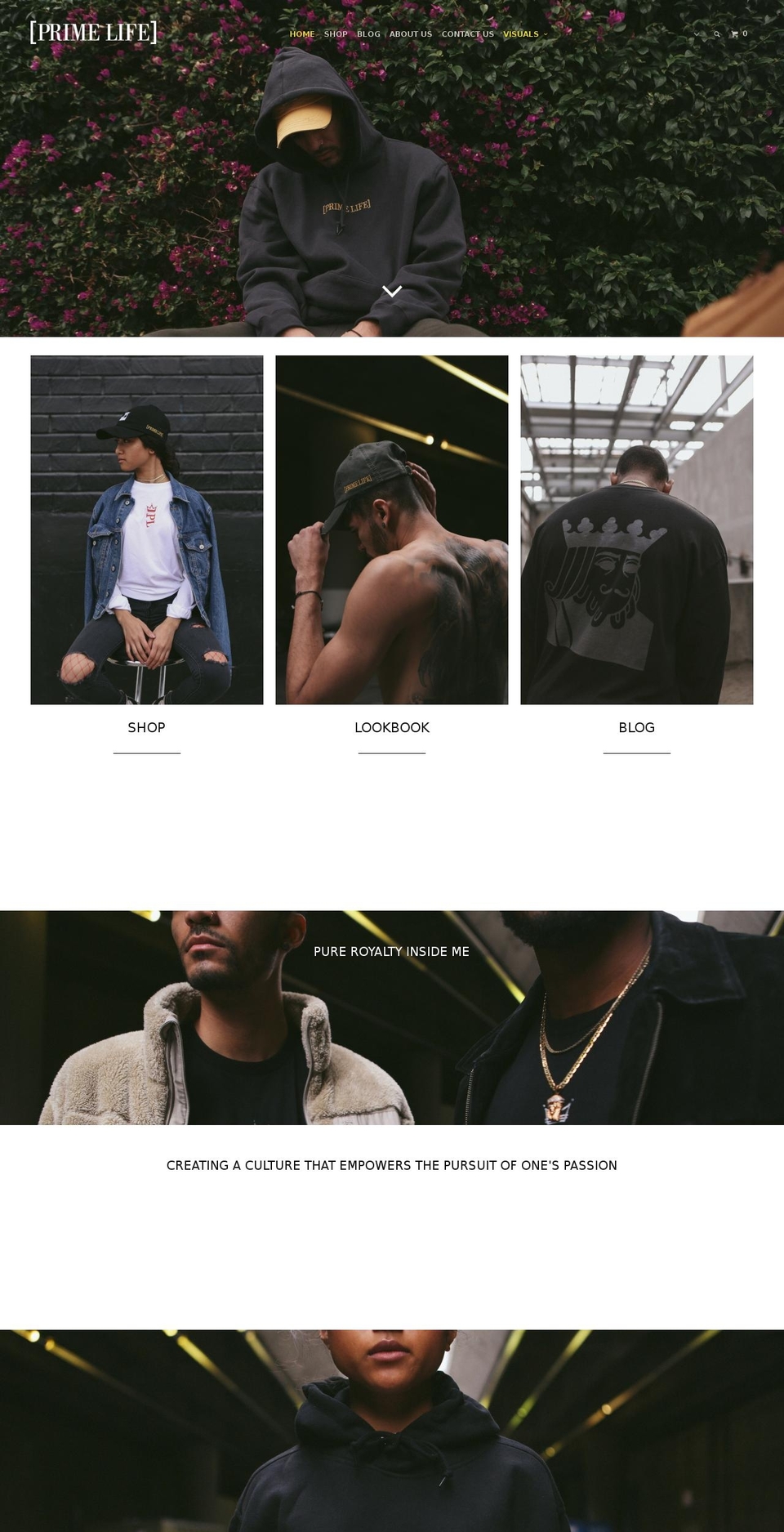 Spark Shopify theme site example primelifeclothing.com