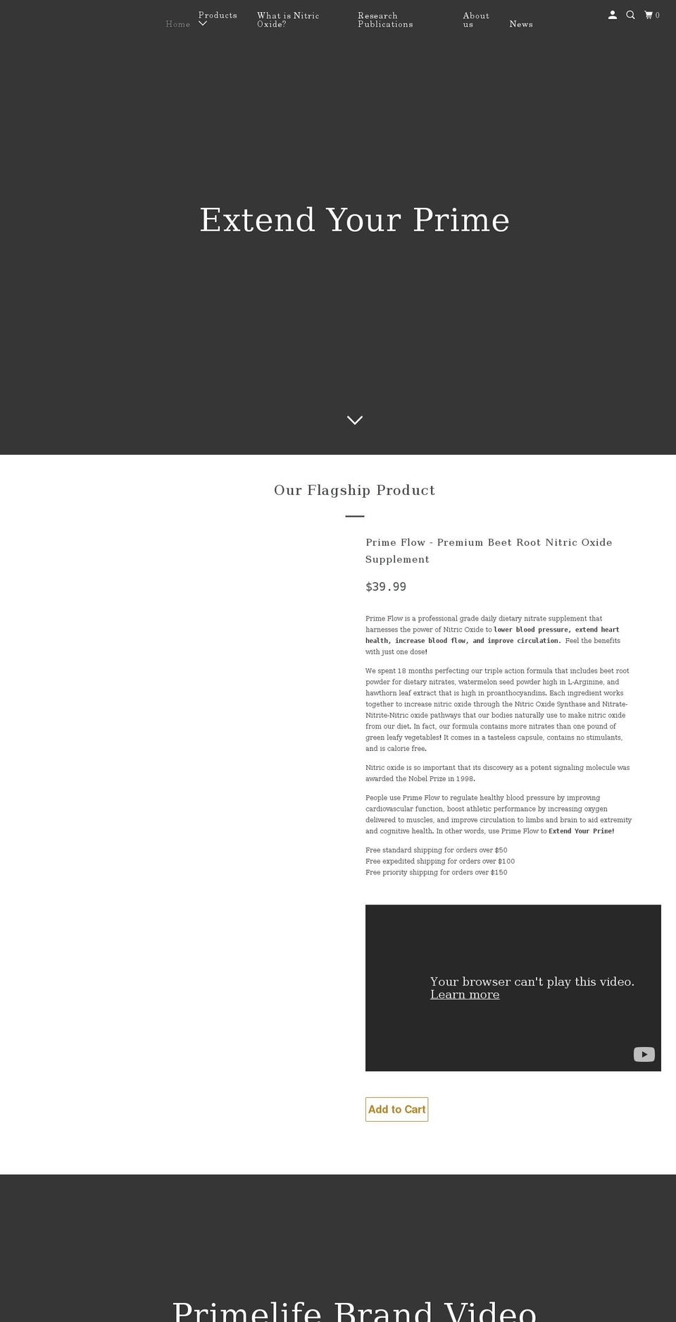primeliferesearch.com — Shopify storefront screenshot