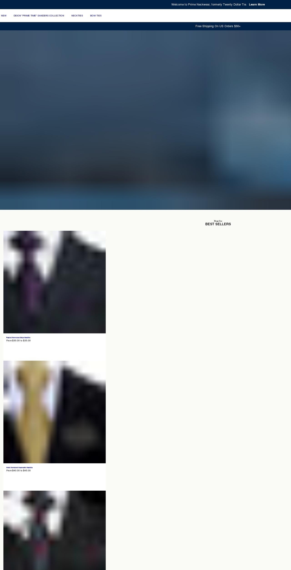 primeneckwear.com shopify website screenshot