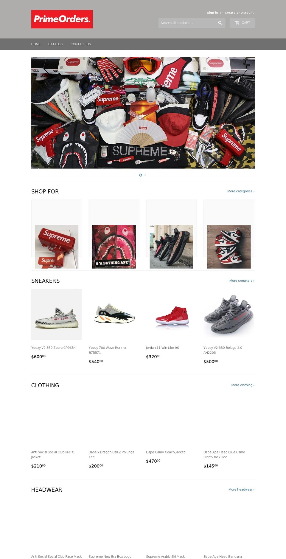 primeorders.com shopify website screenshot