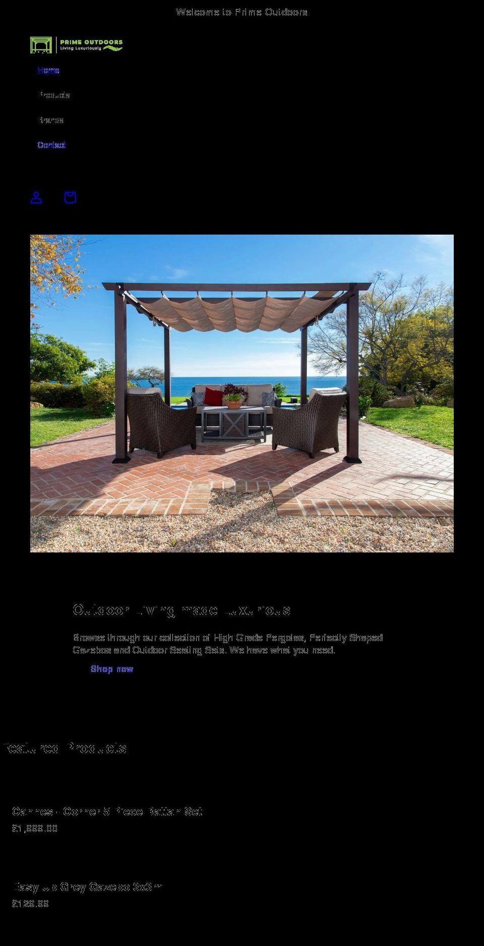 primeoutdoors.co.uk shopify website screenshot