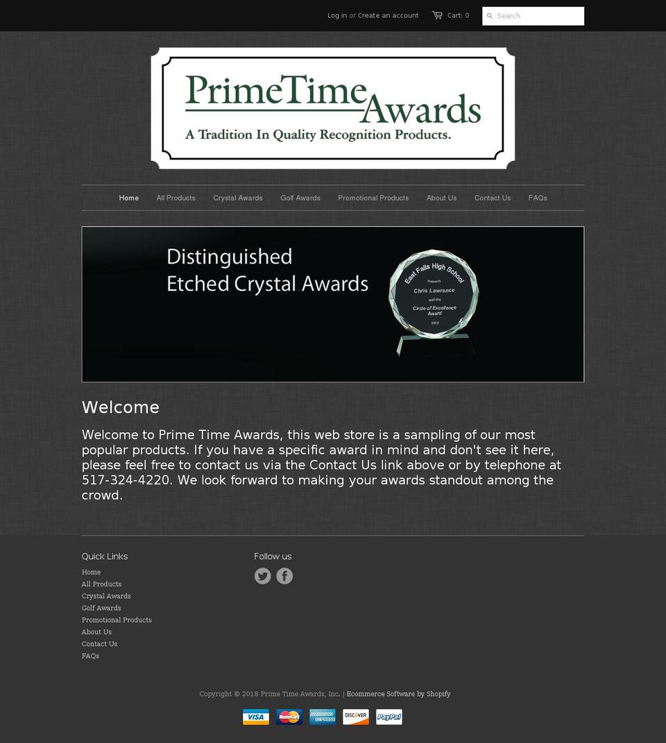 primetimeawards.net shopify website screenshot