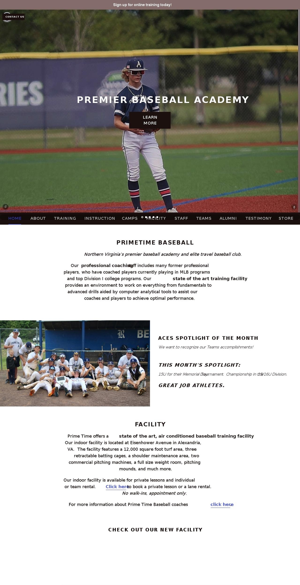 primetimebaseball.co shopify website screenshot