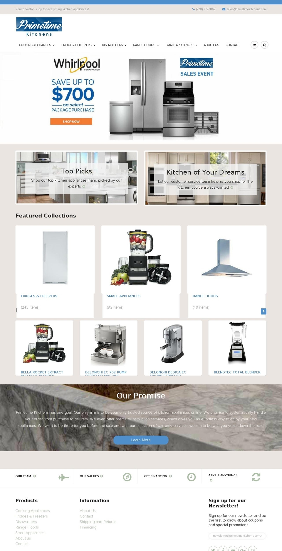 primetimekitchens.com shopify website screenshot