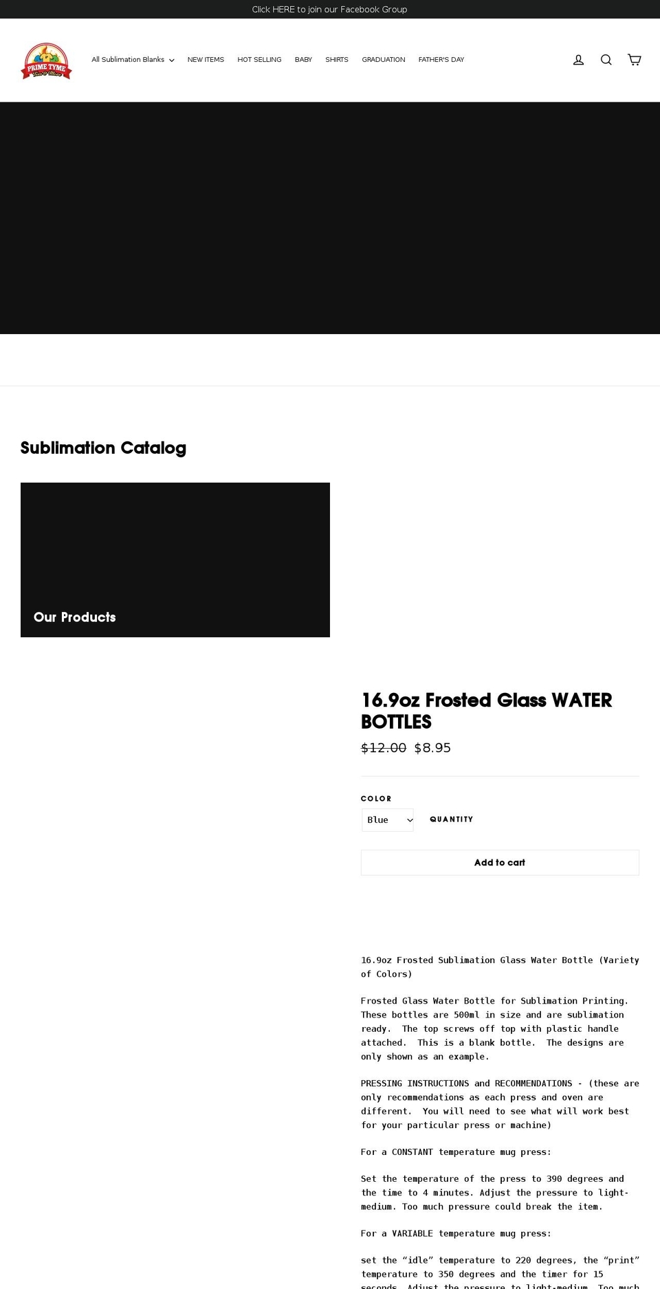 primetymesublimation.com shopify website screenshot