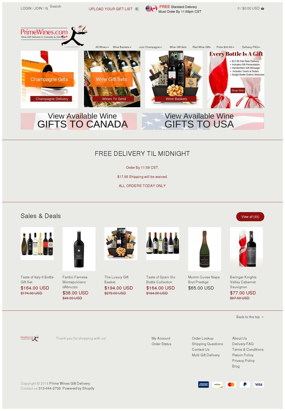 primewine.tv shopify website screenshot