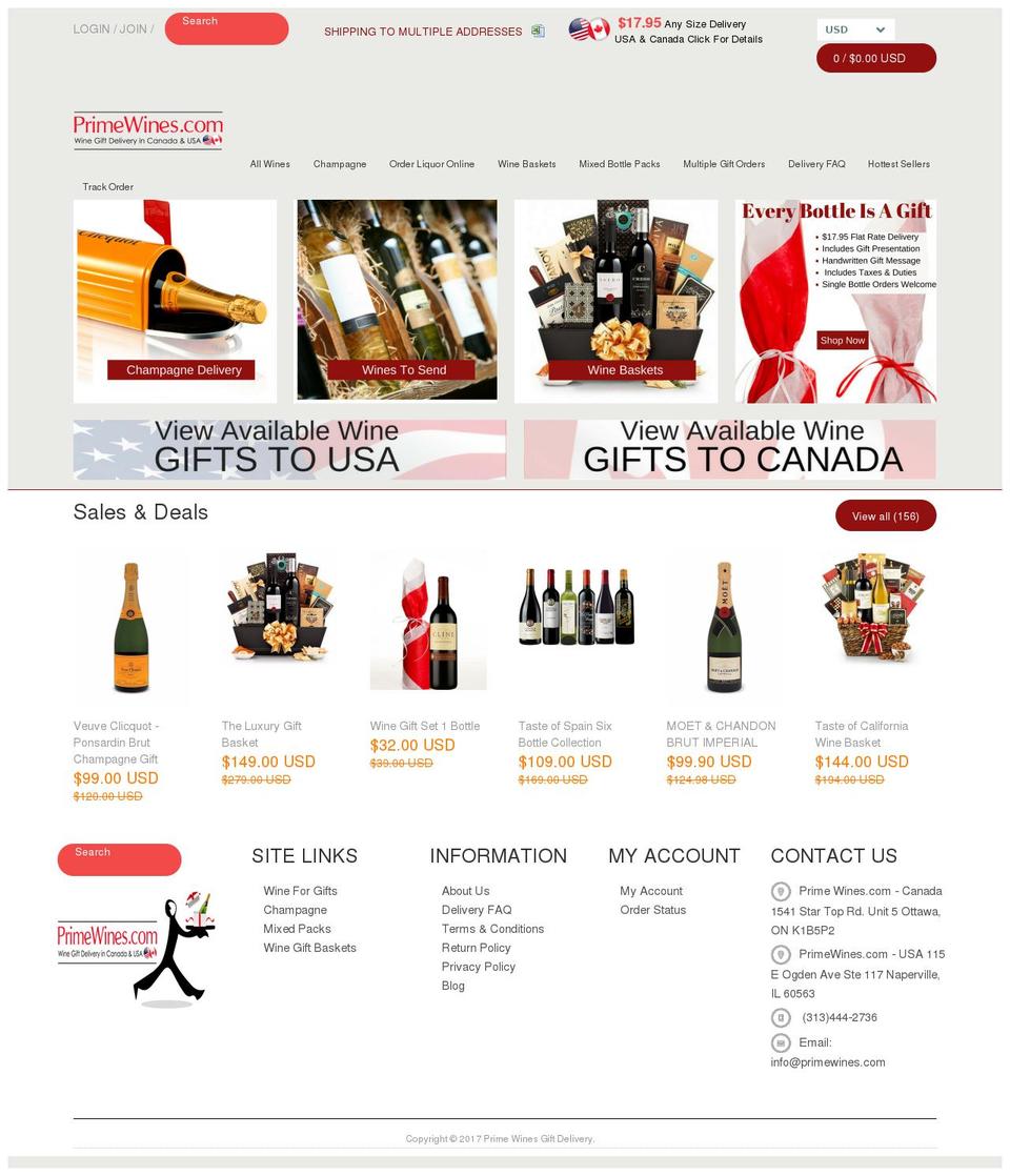 Live Shopify theme site example primewines.tv