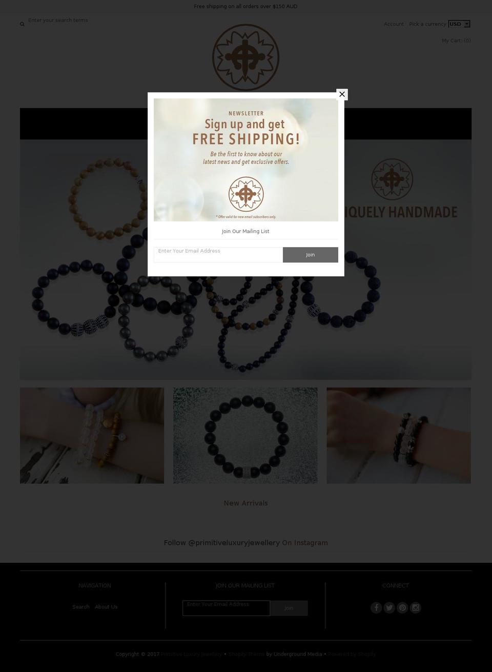 primitivejewellery.com shopify website screenshot