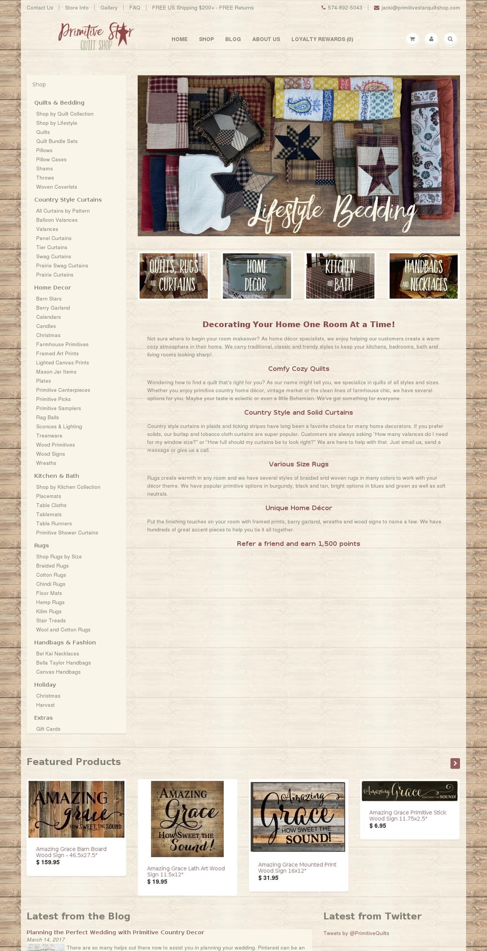 Impulse Shopify theme site example primitivestarquiltshop.com