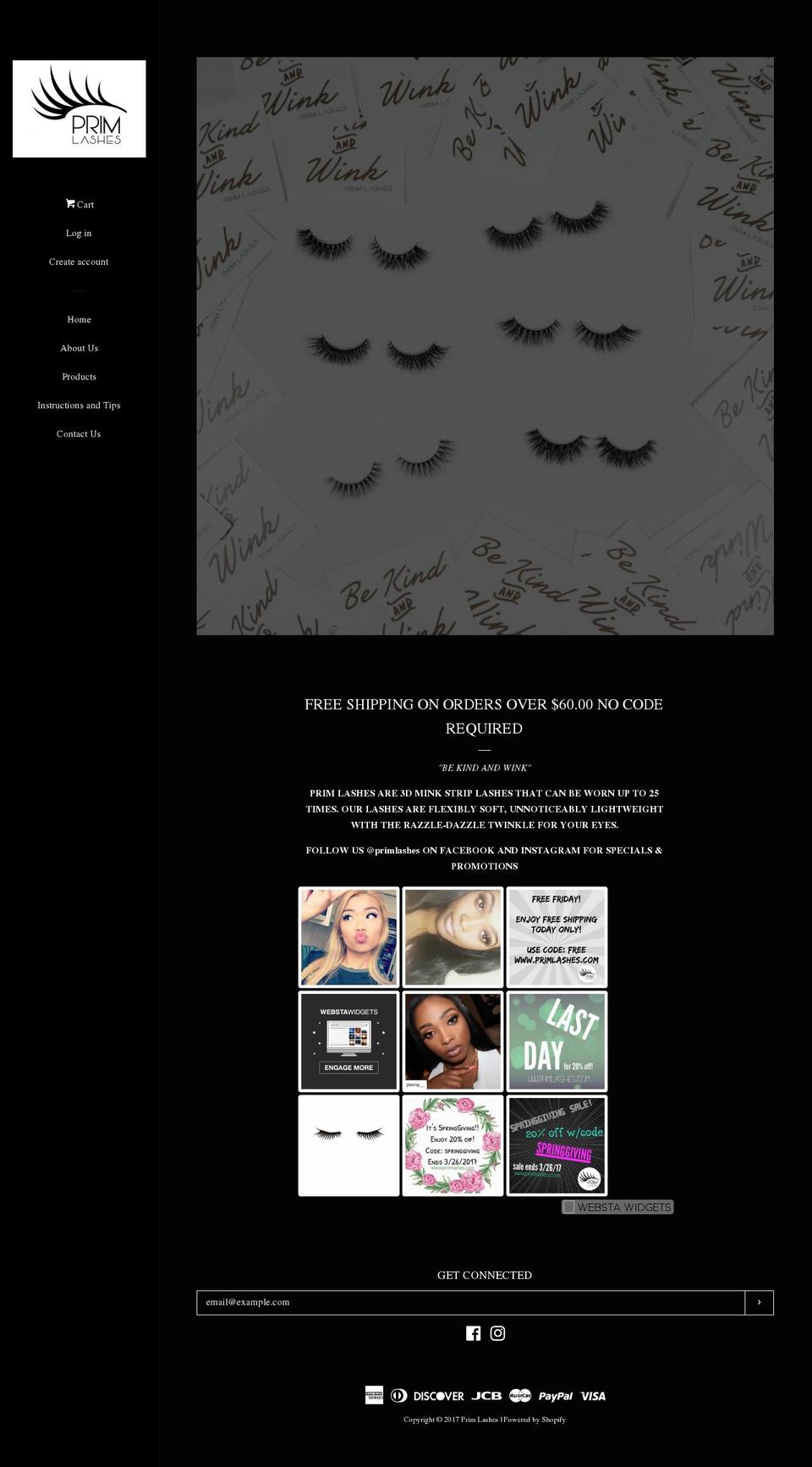 primlashes.com shopify website screenshot