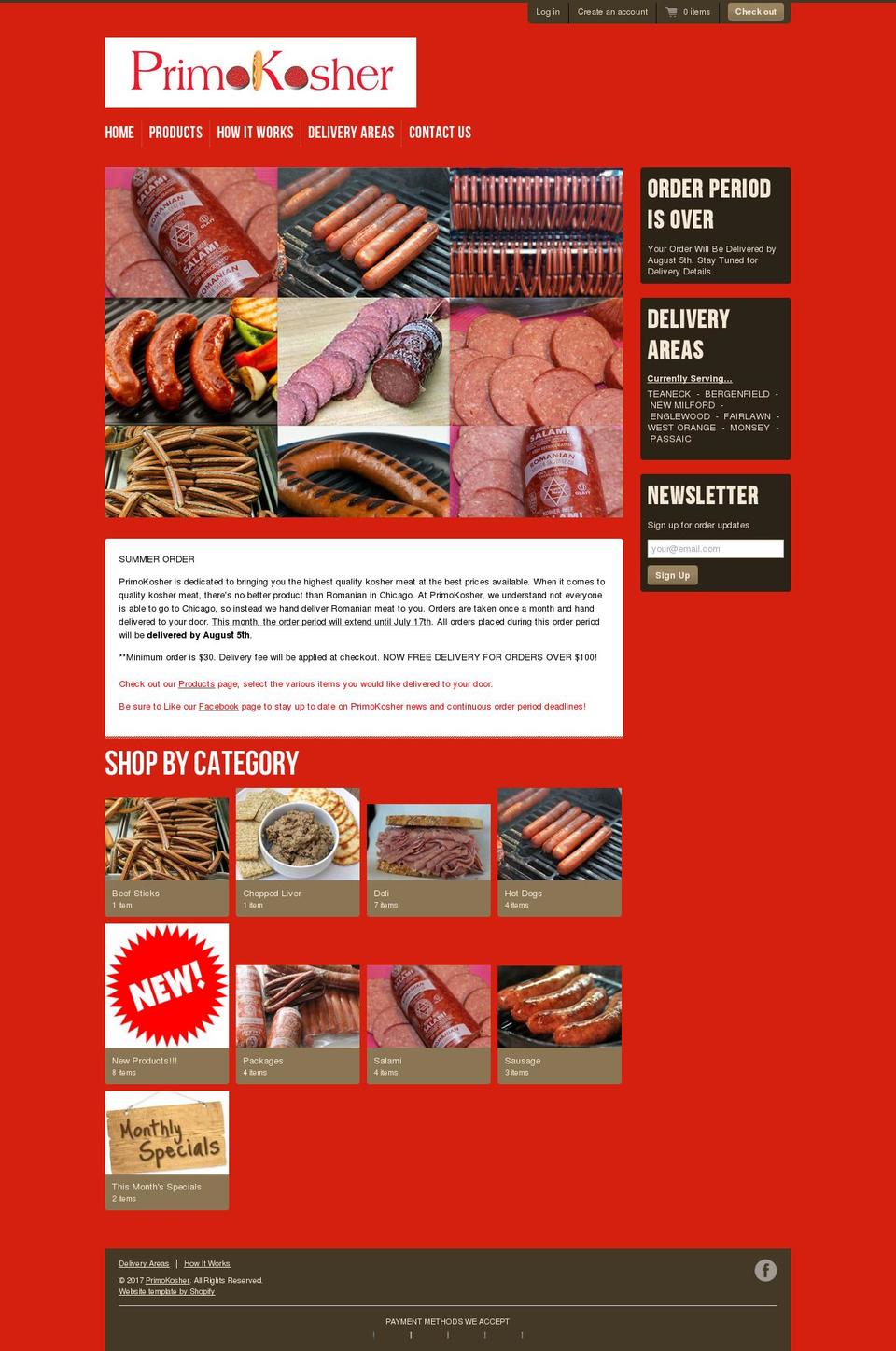 primokosher.com shopify website screenshot